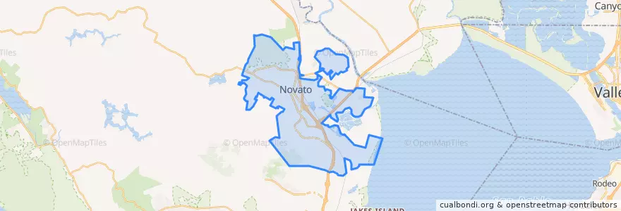 Mapa de ubicacion de Novato.