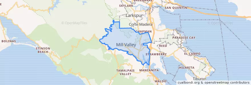 Mapa de ubicacion de Mill Valley.