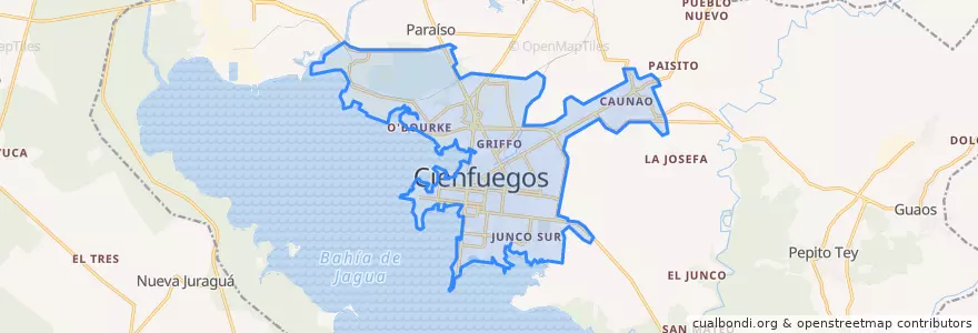 Mapa de ubicacion de Ciudad de Cienfuegos.
