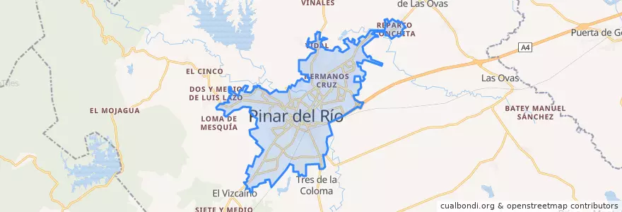 Mapa de ubicacion de Ciudad de Pinar del Río.