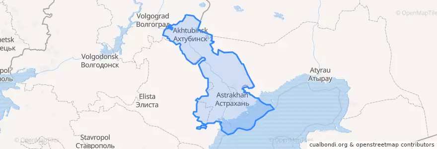 Mapa de ubicacion de Oblast d'Astrakhan.
