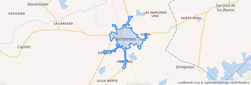 Mapa de ubicacion de Ciudad de Vertientes.