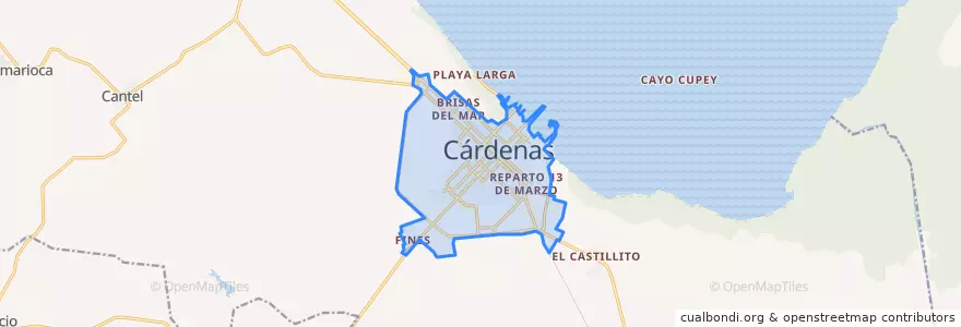 Mapa de ubicacion de Ciudad de Cárdenas.