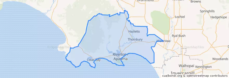 Mapa de ubicacion de Oraka Aparima Community.