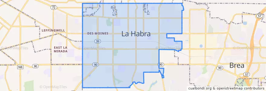 Mapa de ubicacion de La Habra.