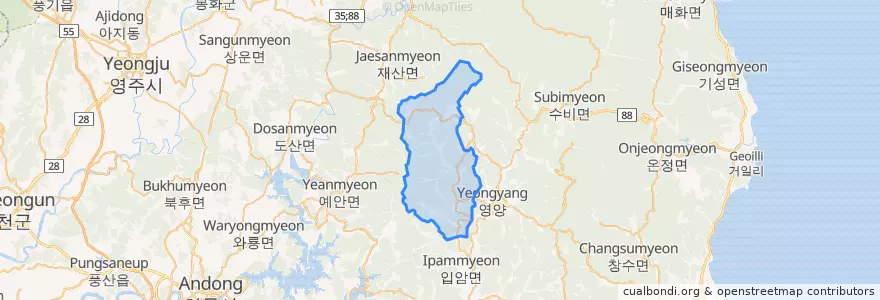 Mapa de ubicacion de 청기면.