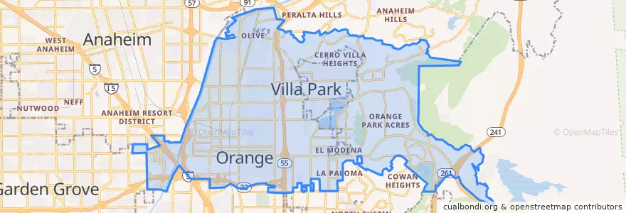 Mapa de ubicacion de Orange.