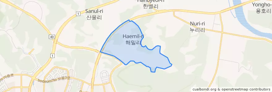Mapa de ubicacion de 해밀동.
