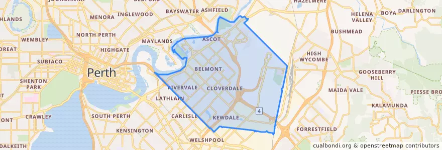 Mapa de ubicacion de City of Belmont.