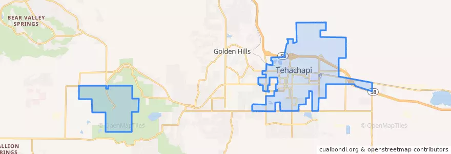 Mapa de ubicacion de Tehachapi.