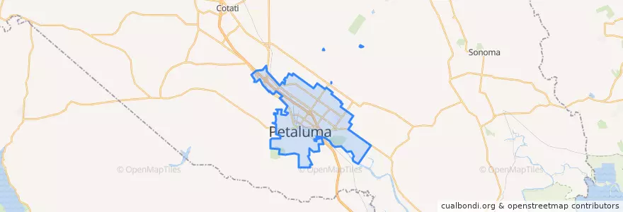 Mapa de ubicacion de Petaluma.