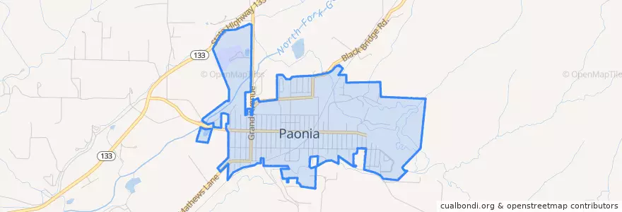 Mapa de ubicacion de Paonia.