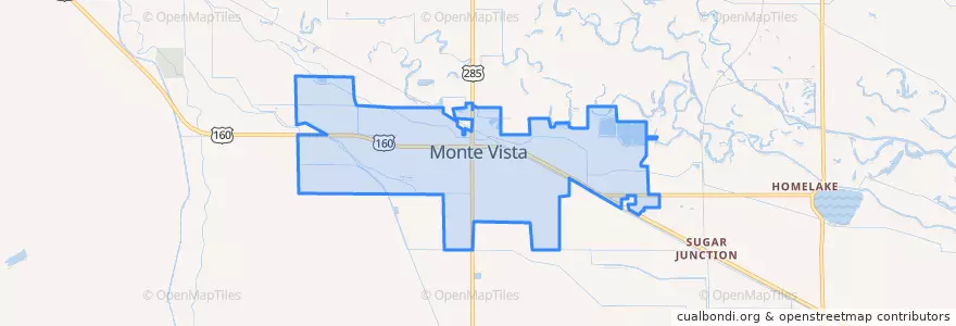 Mapa de ubicacion de Monte Vista.