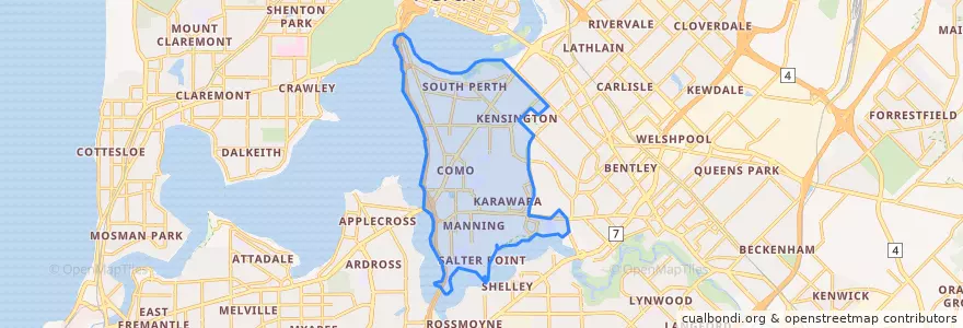 Mapa de ubicacion de City of South Perth.