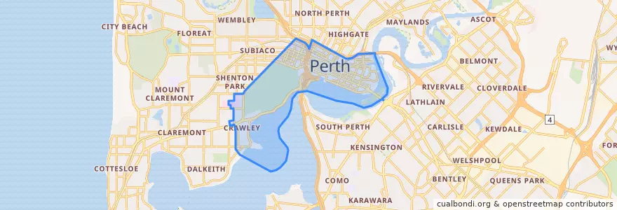 Mapa de ubicacion de City of Perth.