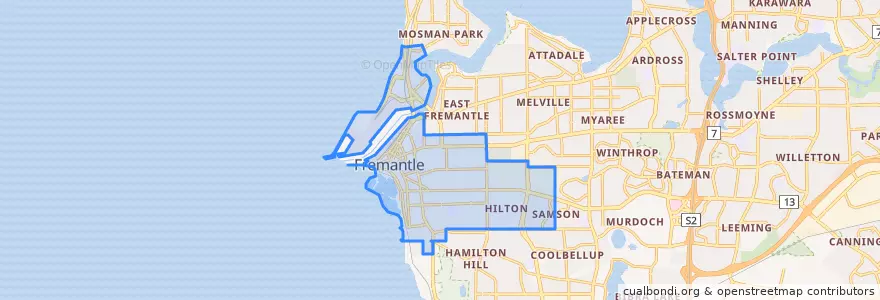 Mapa de ubicacion de City of Fremantle.