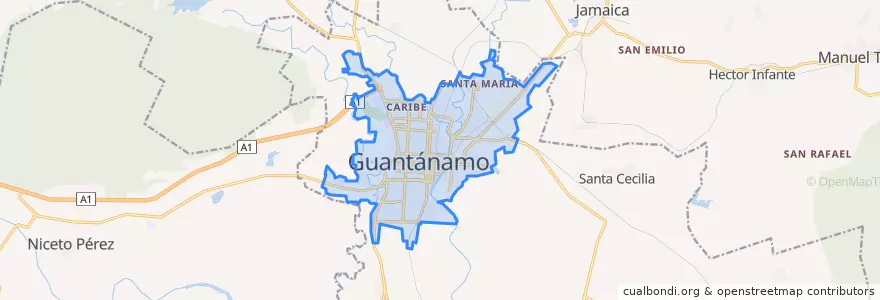 Mapa de ubicacion de Ciudad de Guantánamo.