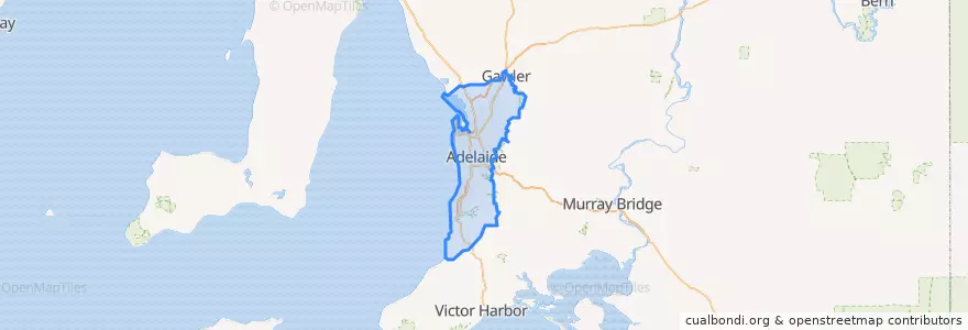 Mapa de ubicacion de Adelaide.