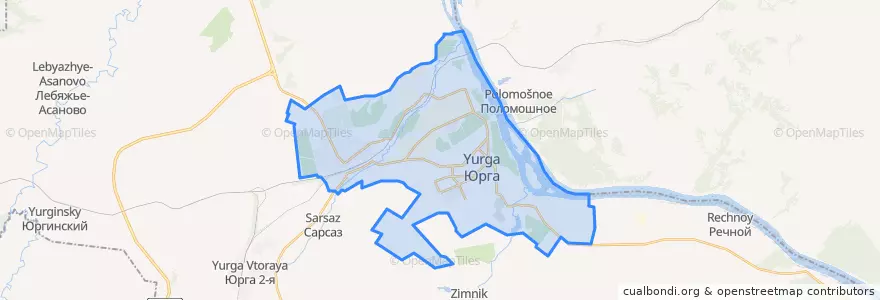 Mapa de ubicacion de Yurga.