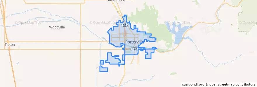 Mapa de ubicacion de Porterville.