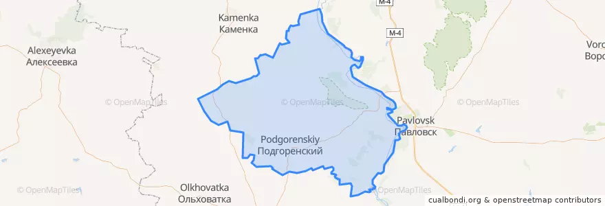 Mapa de ubicacion de Подгоренский район.