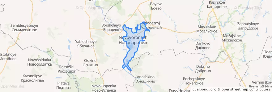 Mapa de ubicacion de городской округ Нововоронеж.