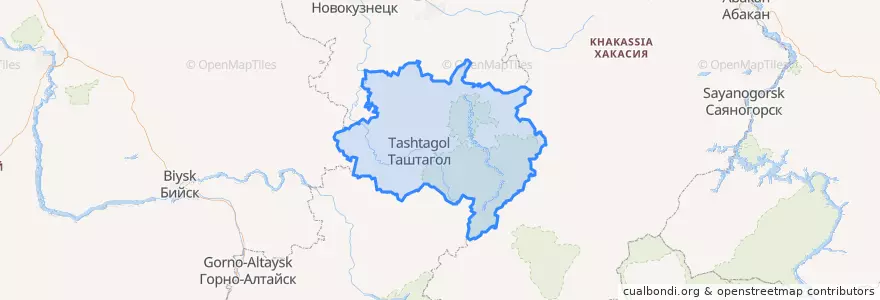 Mapa de ubicacion de タシュタゴリスキー地区.