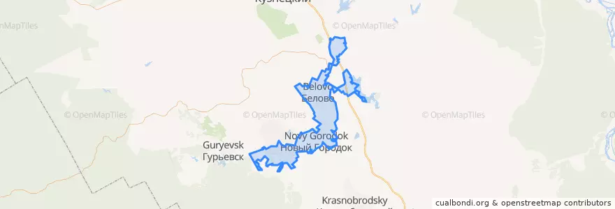Mapa de ubicacion de Беловский городской округ.