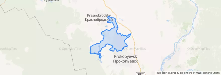 Mapa de ubicacion de Киселёвский городской округ.