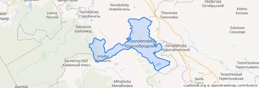 Mapa de ubicacion de Краснобродский городской округ.