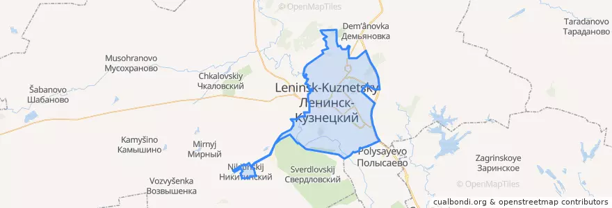 Mapa de ubicacion de Ленинск-Кузнецкий городской округ.