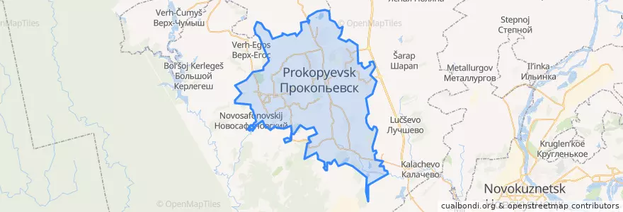 Mapa de ubicacion de Прокопьевский городской округ.