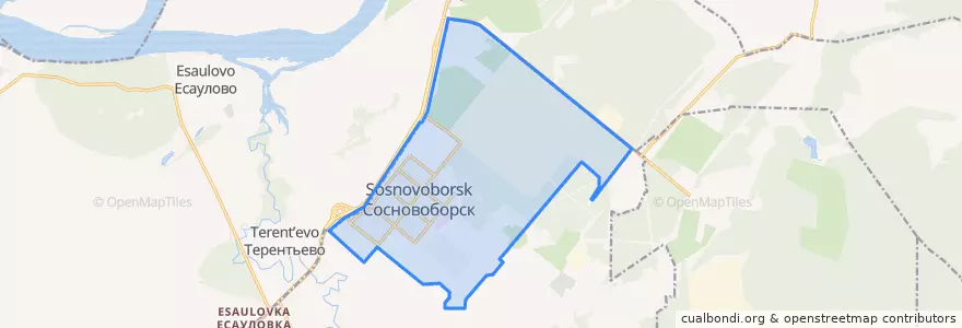 Mapa de ubicacion de городской округ Сосновоборск.