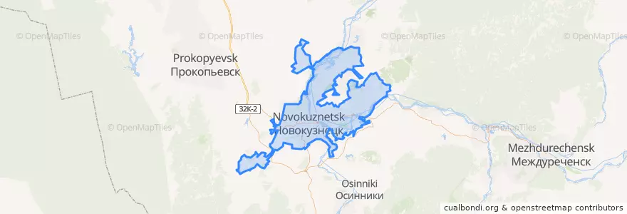 Mapa de ubicacion de Новокузнецкий городской округ.