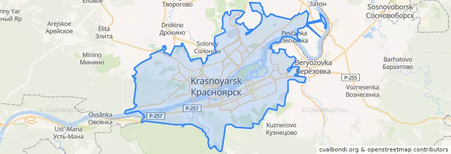 Mapa de ubicacion de городской округ Красноярск.
