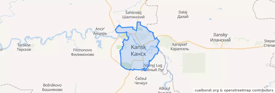 Mapa de ubicacion de カンスク管区.