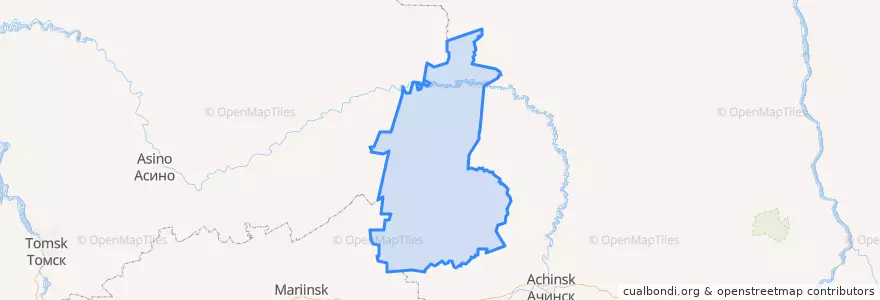 Mapa de ubicacion de Тюхтетский район.