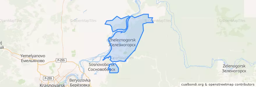 Mapa de ubicacion de ЗАТО Железногорск.