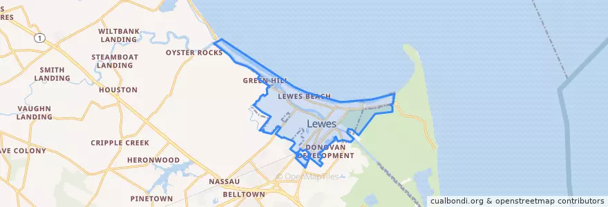 Mapa de ubicacion de Lewes.
