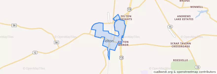 Mapa de ubicacion de Felton.
