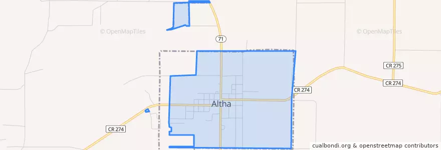 Mapa de ubicacion de Altha.