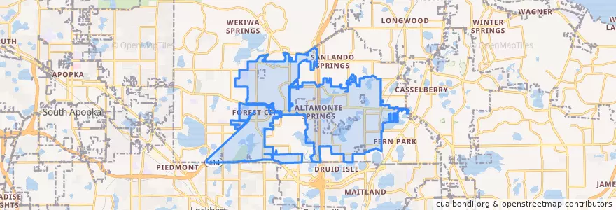 Mapa de ubicacion de Altamonte Springs.