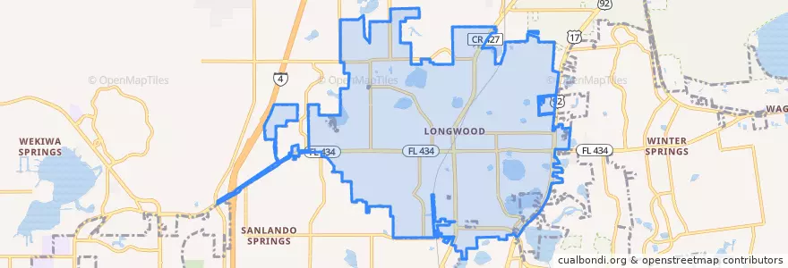 Mapa de ubicacion de Longwood.