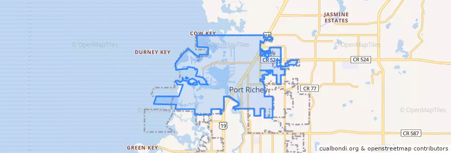 Mapa de ubicacion de Port Richey.