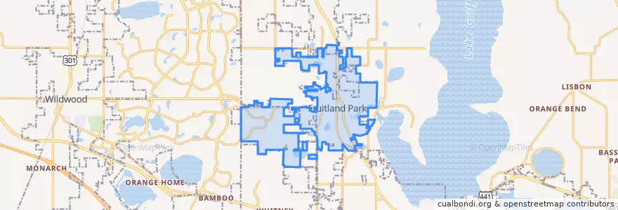 Mapa de ubicacion de Fruitland Park.