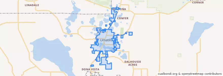 Mapa de ubicacion de Umatilla.