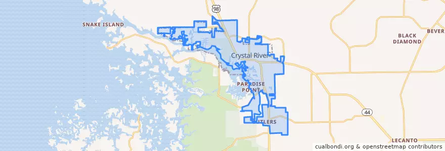 Mapa de ubicacion de Crystal River.