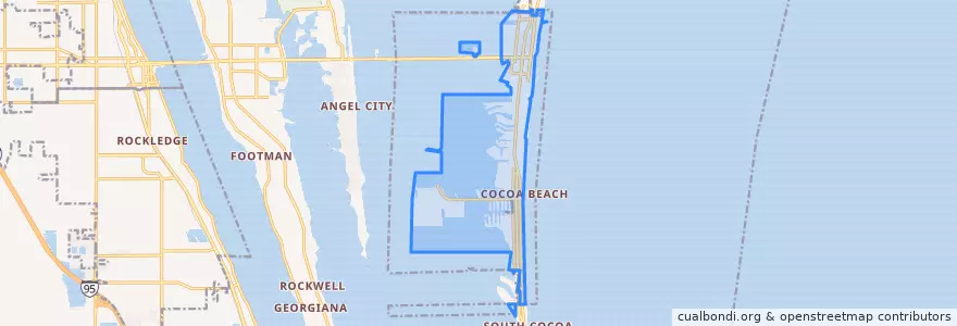 Mapa de ubicacion de Cocoa Beach.