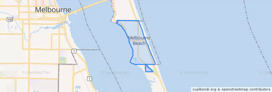 Mapa de ubicacion de Melbourne Beach.