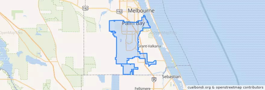Mapa de ubicacion de Palm Bay.